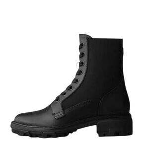 Rag & Bone Shiloh Leather & Elastic Lace-Up 1.5" Heel Rubber Combat Boots